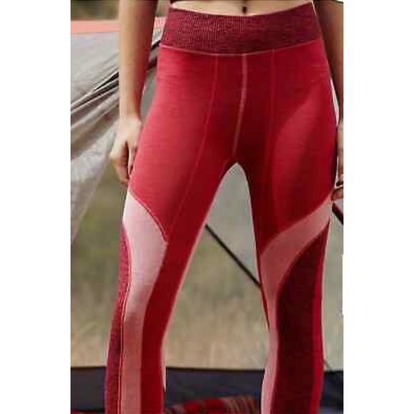 Free People Colorblock High Rise Pop Life Leggings and Top SET Pink Red - Picture 5 of 16